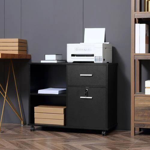 Filing Cabinet Mobile Printer Stand Drawer for A4 Size Files, Black Vinsetto by Unbranded