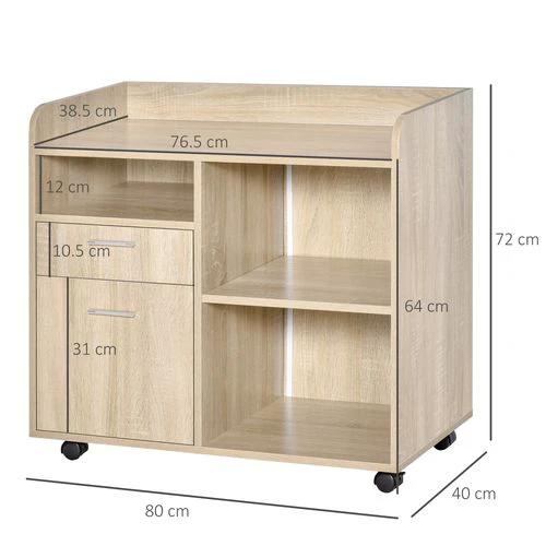 Unbranded Filing Cabinet Mobile Printer Stand w/ Adjustable Storage Shelf, Oak Vinsetto - Filing Cabinet