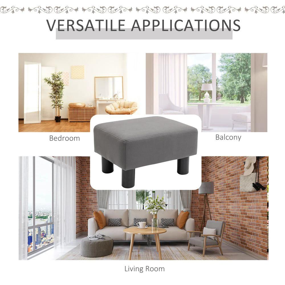 Unbranded Ottoman Footrest Seat Chair Footstool Small PU Leather Home Office Grey - Uncategorized Footstool