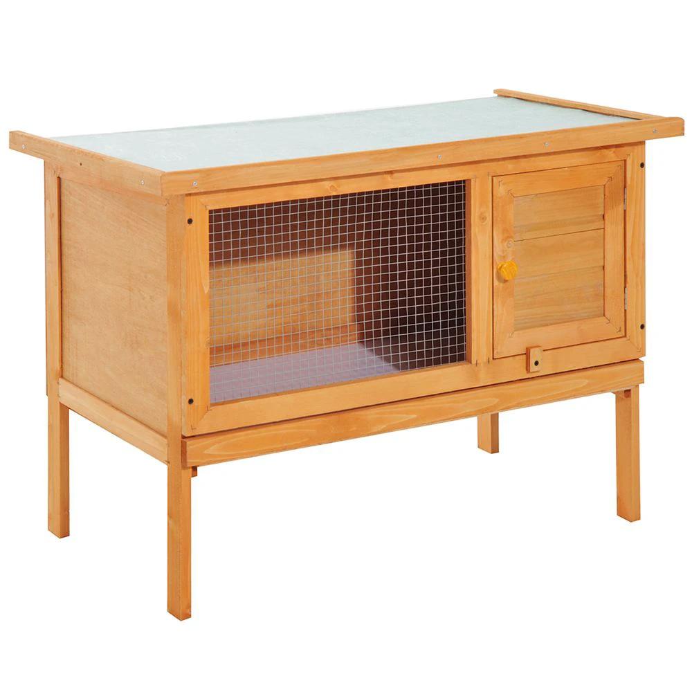 Rabbit Hutch Bunny Cage Guinea Pig Elevated House Wood Outdoor Garden Pawhut by Unbranded