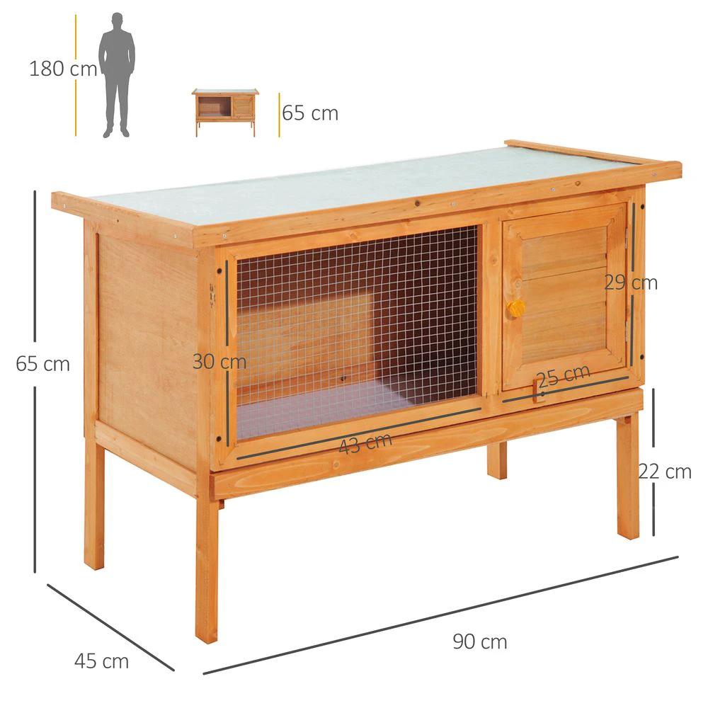 Rabbit Hutch Bunny Cage Guinea Pig Elevated House Wood Outdoor Garden Pawhut by Unbranded