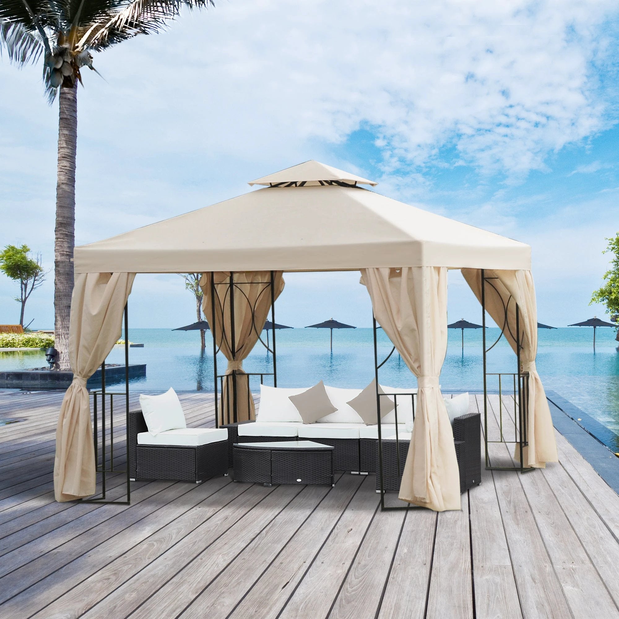 Unbranded 3 x 3m Garden Metal Gazebo Sun Shade Shelter Outdoor Party Tent Outsunny - Gazebos