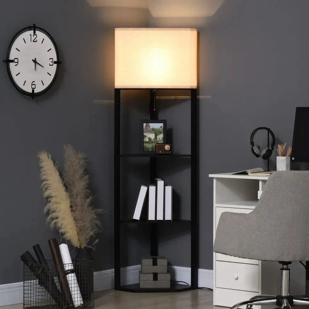 Unbranded Corner Floor Lamp with Shelves, Modern Standing Lamps for Living Room Bedroom - Uncategorized Lamp