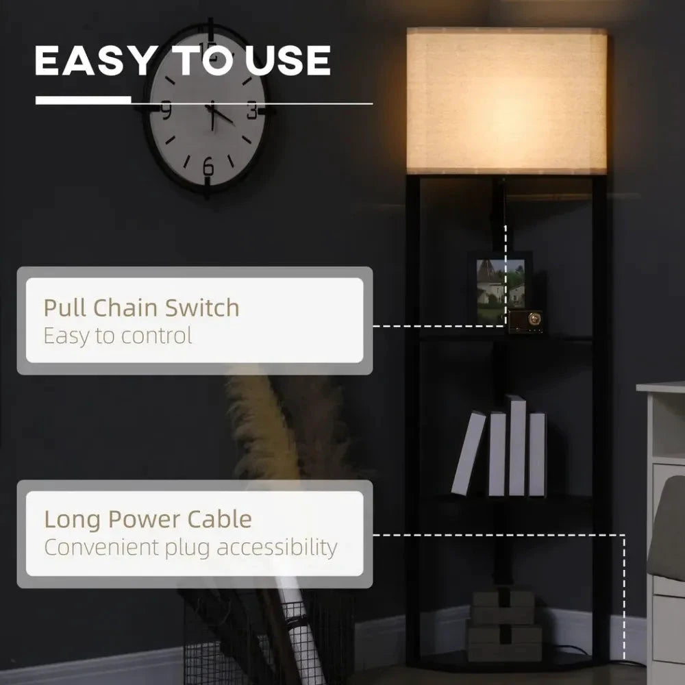 Unbranded Corner Floor Lamp with Shelves, Modern Standing Lamps for Living Room Bedroom - Uncategorized Lamp