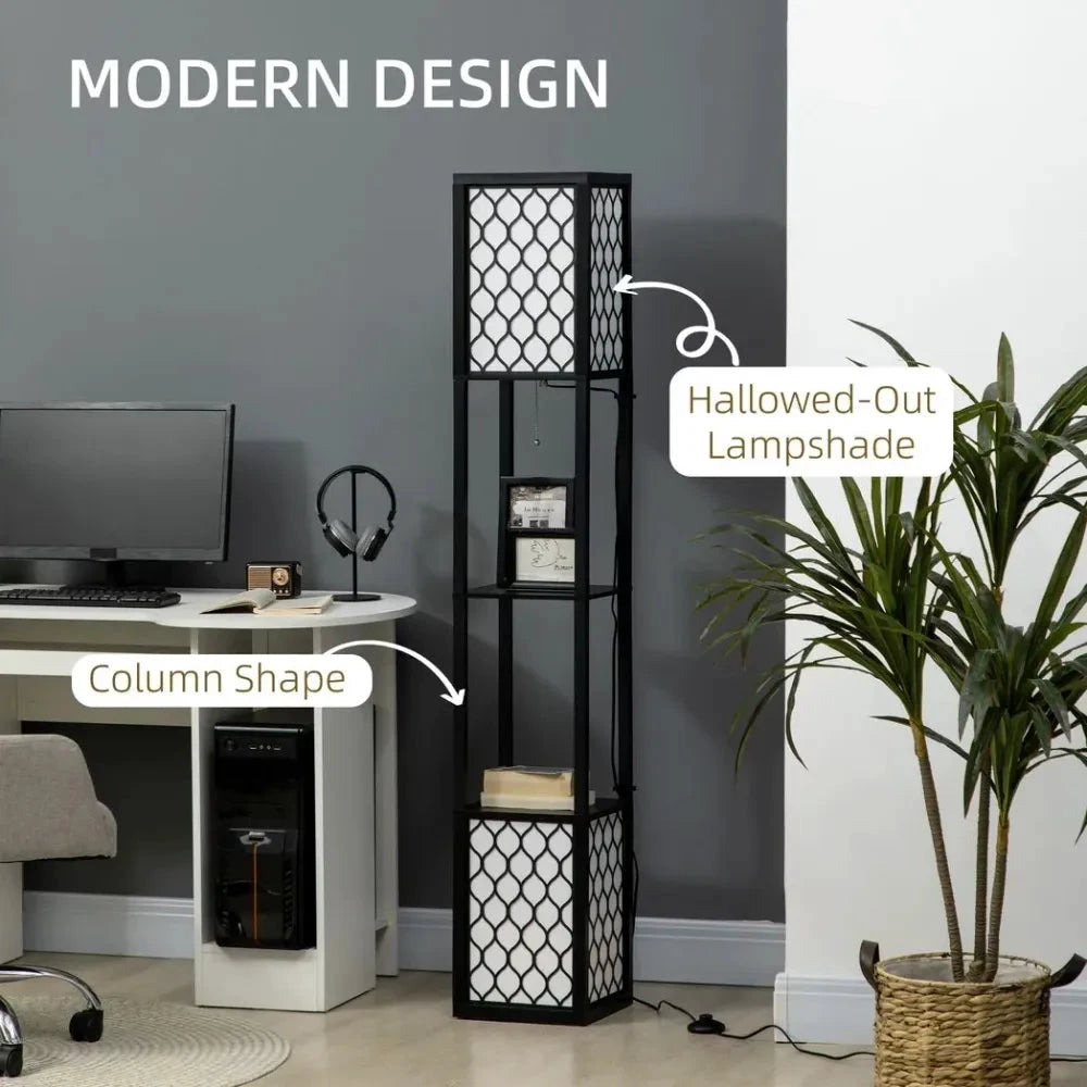 Floor Lamp with Shelves, 2 Light, Modern Standing Lamps for Living Room Bedroom by Unbranded