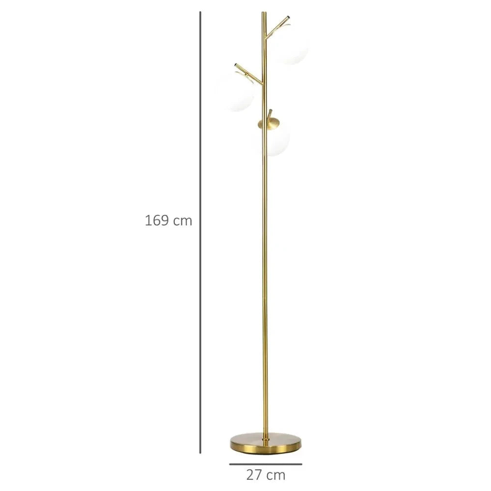Modern Floor Lamp for Living Room Bedroom, 3 Light Tree Standing Lamp, Gold by Unbranded