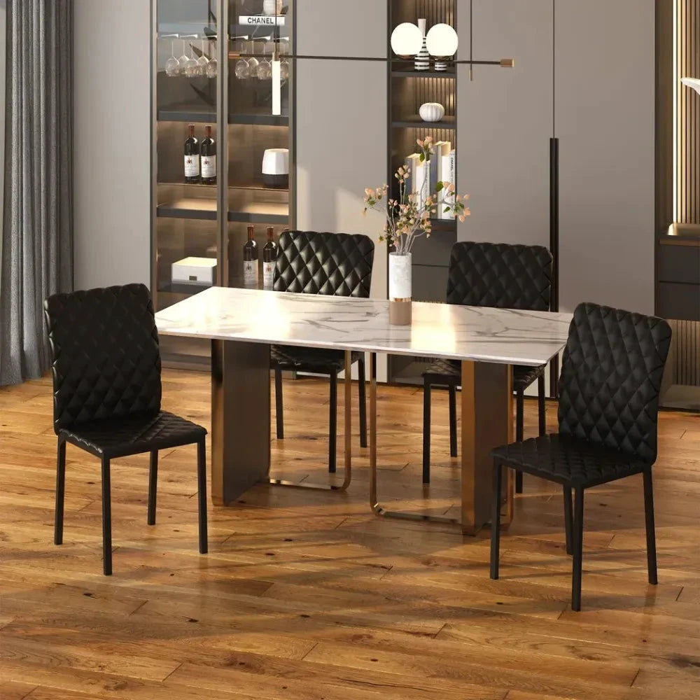 Unbranded Modern Dining Chairs Faux Leather Accent Chairs for Kitchen, Set of 4, Black - Uncategorized Leather Chairs