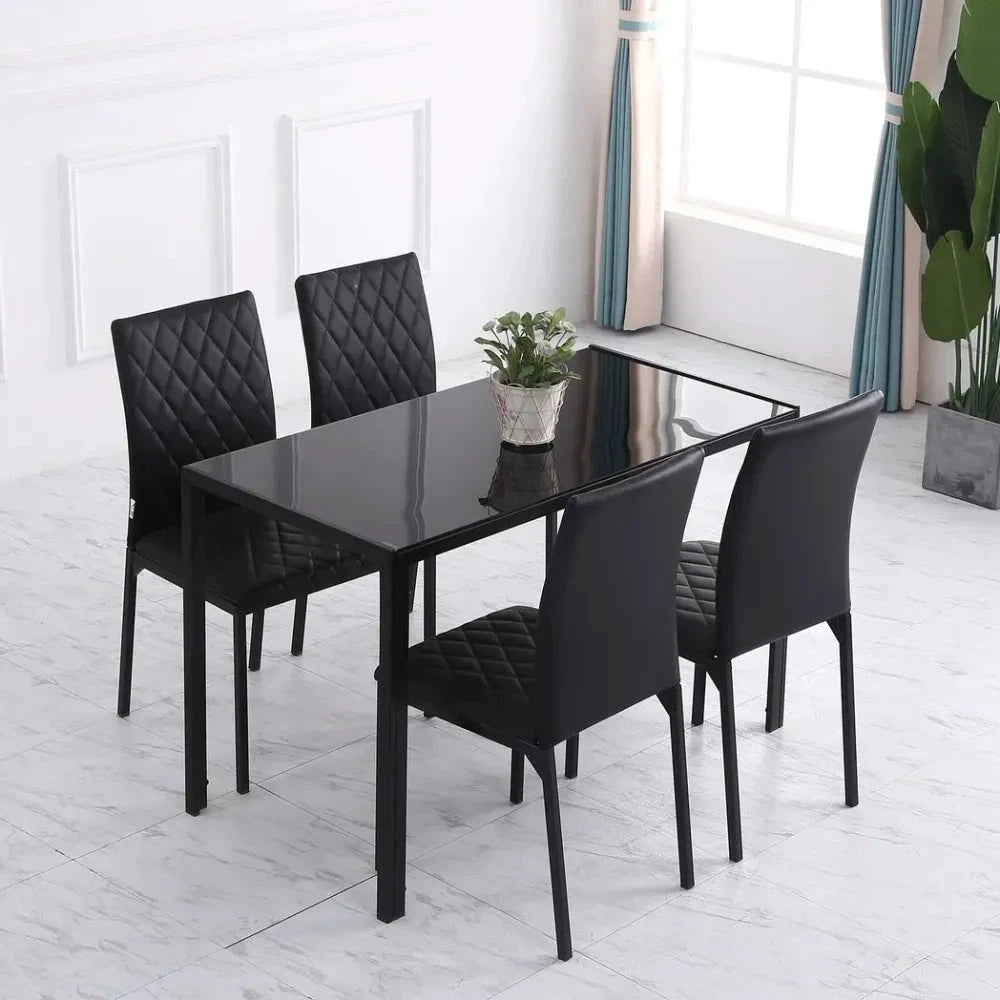 Unbranded Modern Dining Chairs Faux Leather Accent Chairs for Kitchen, Set of 4, Black - Uncategorized Leather Chairs