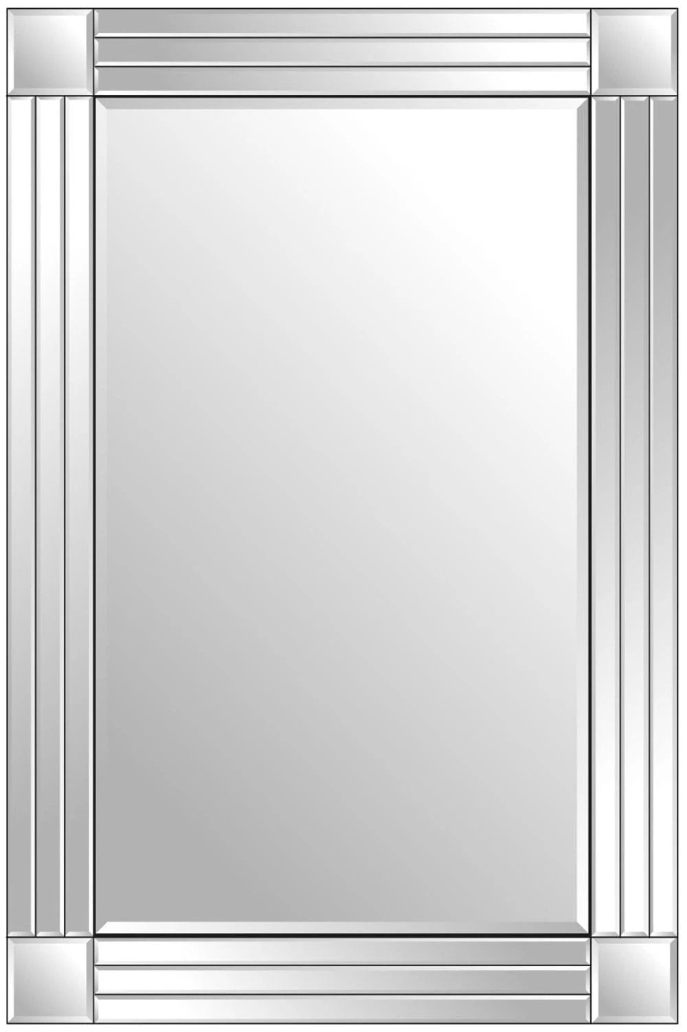 Milton All Glass Bevelled Square Corner Mirror by Unbranded