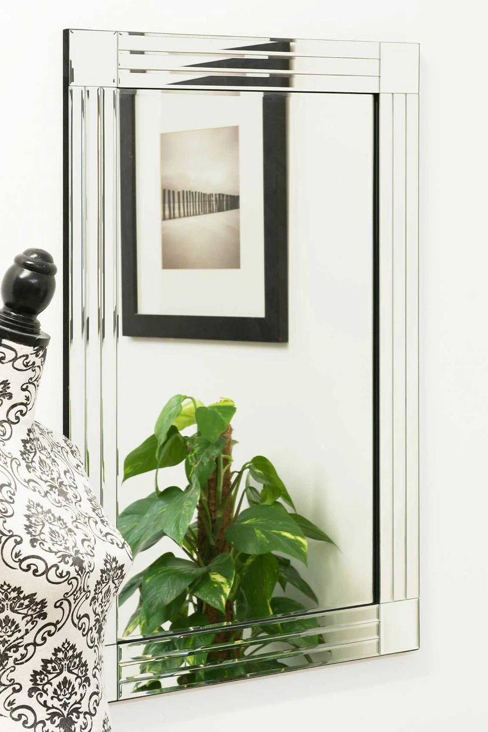 Milton All Glass Bevelled Square Corner Mirror by Unbranded