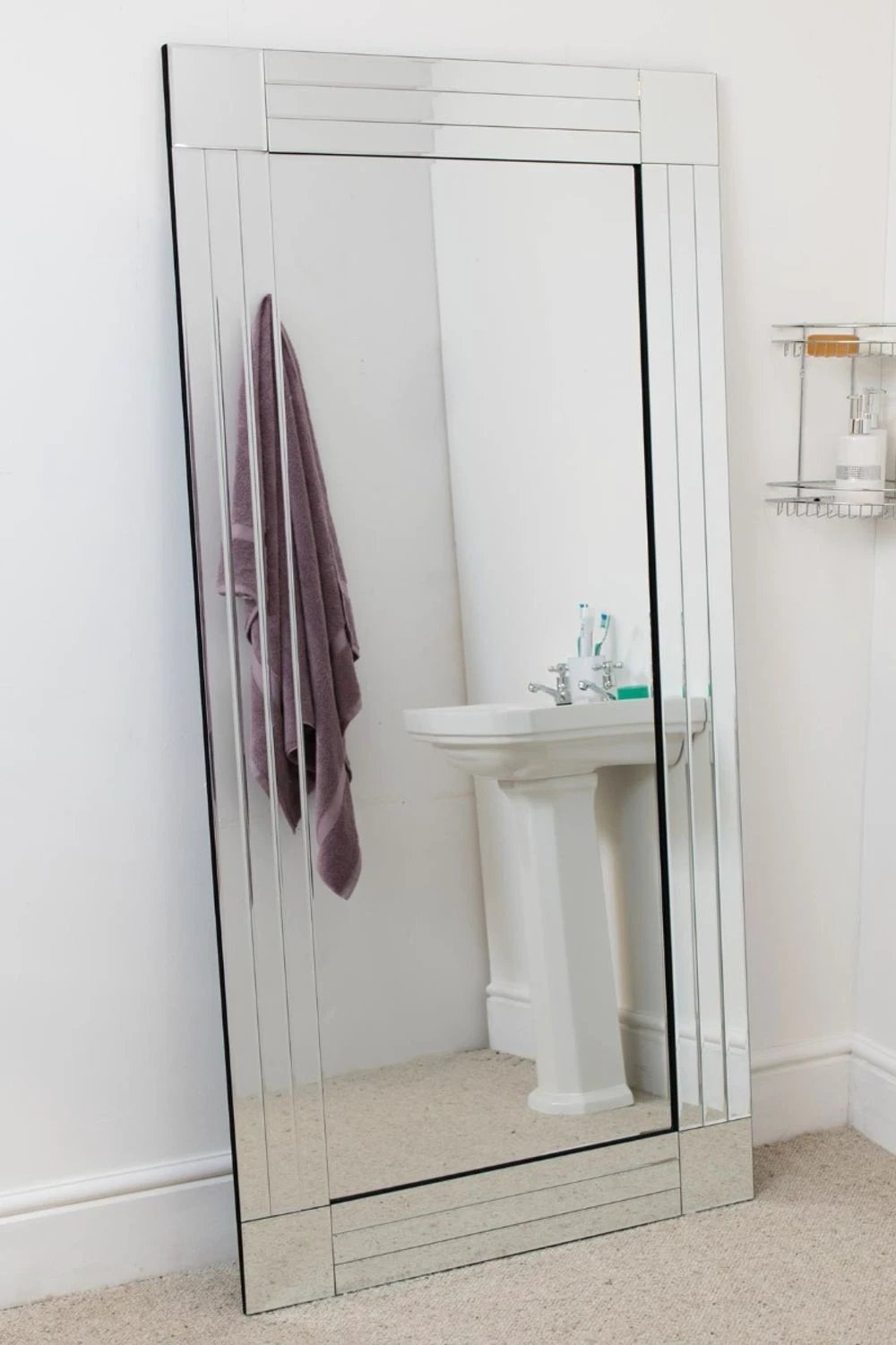 Milton All Glass Bevelled Square Corner Mirror by Unbranded