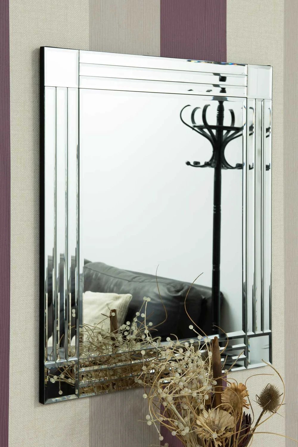 Milton All Glass Bevelled Square Corner Mirror by Unbranded