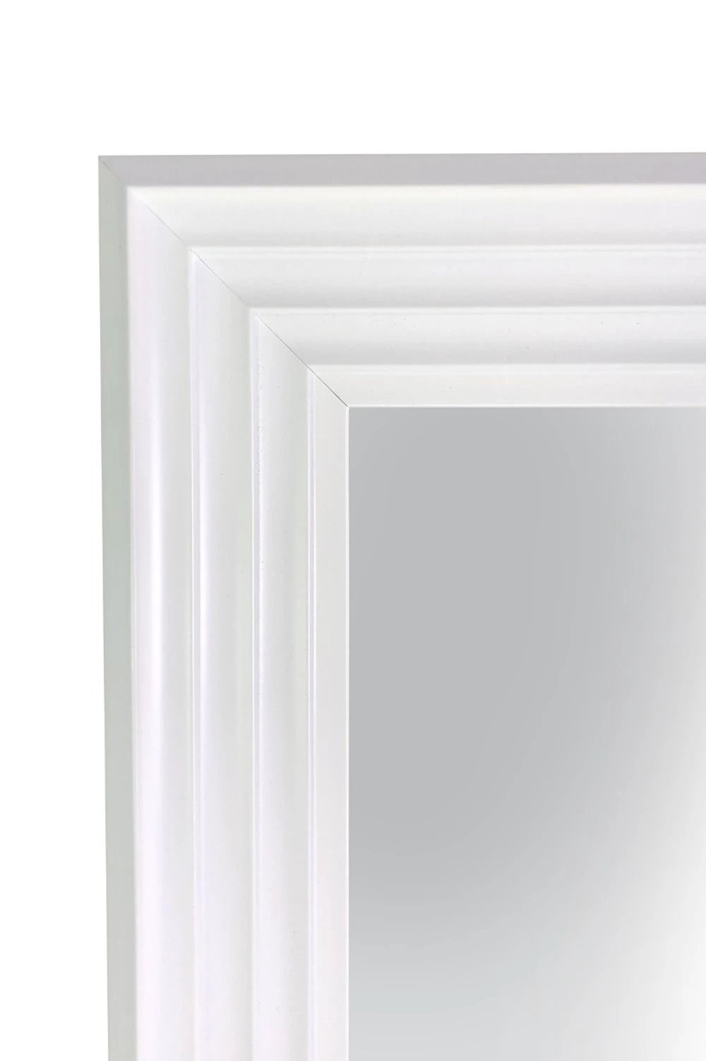New Modern Bright White & Silver Layered Wall Mirror