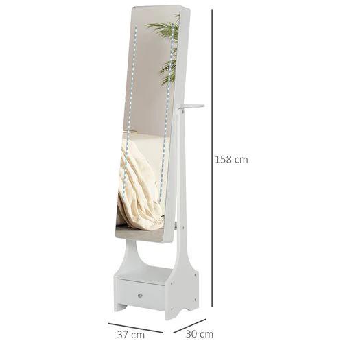 Unbranded Freestanding Jewellery Storage Mirror Armoire LED Lights Hooks Drawer - Mirror