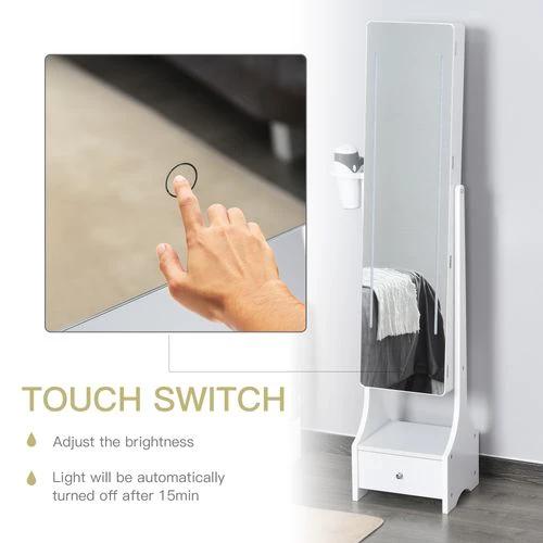 Unbranded Freestanding Jewellery Storage Mirror Armoire LED Lights Hooks Drawer - Mirror