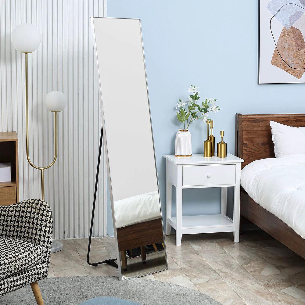 Full Length Mirror Dressing Mirror Wall-Mounted Entryway Black Frame - Mirror