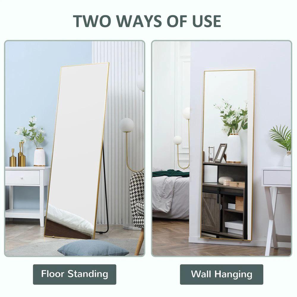 Full Length Mirror Dressing Mirror Wall-Mounted Entryway Gold Frame - Mirror