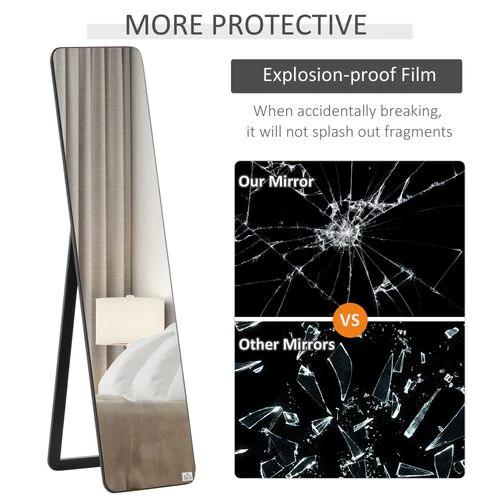 Unbranded Full Length Mirror Free Standing or Wall Mount Dressing Bedroom Black - Mirror