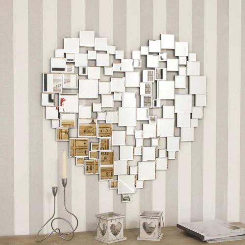 Love All Glass Collage Heart Wall Mirror 81 x 80 CM - Mirror