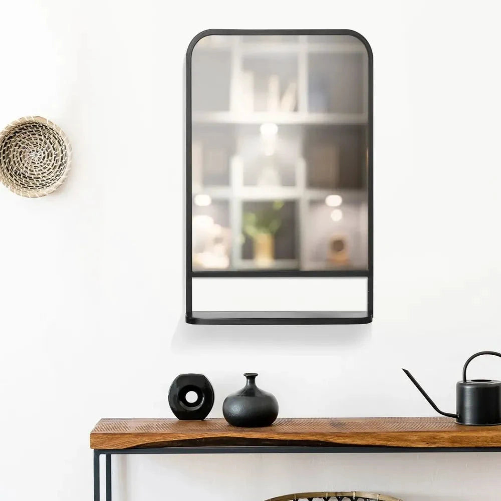 Square Wall Mirror with Shelf, 86x53 cm Modern Mirrors for Living Room, Bedroom by Unbranded