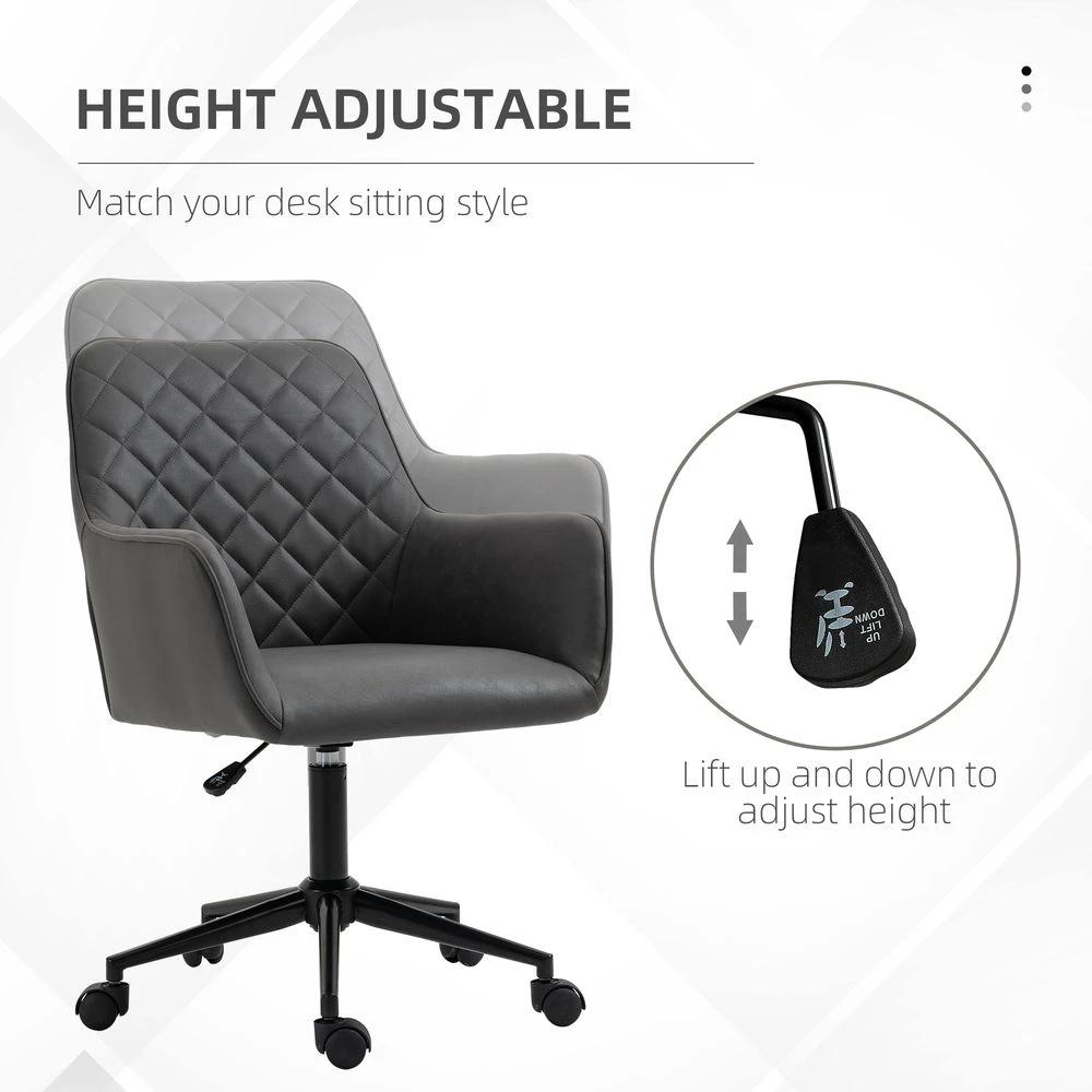 Argyle Office Chair Leather-Feel Fabric Home Study Leisure Wheels Vinsetto by Unbranded