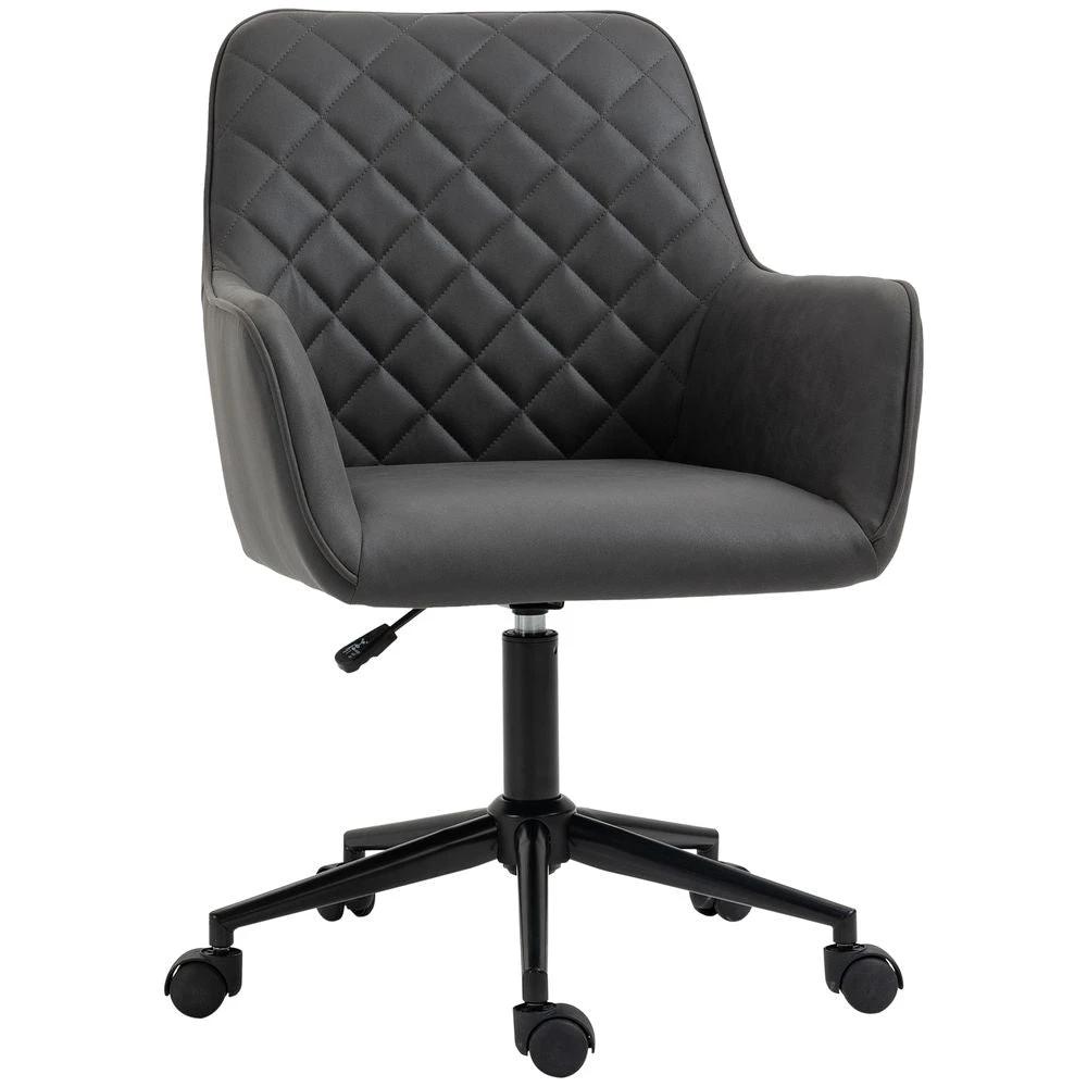 Argyle Office Chair Leather-Feel Fabric Home Study Leisure Wheels Vinsetto by Unbranded