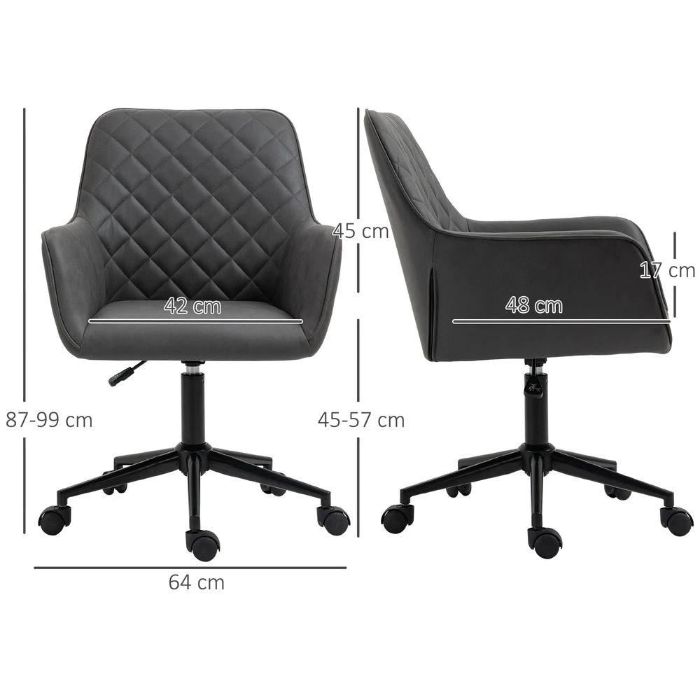 Argyle Office Chair Leather-Feel Fabric Home Study Leisure Wheels Vinsetto by Unbranded
