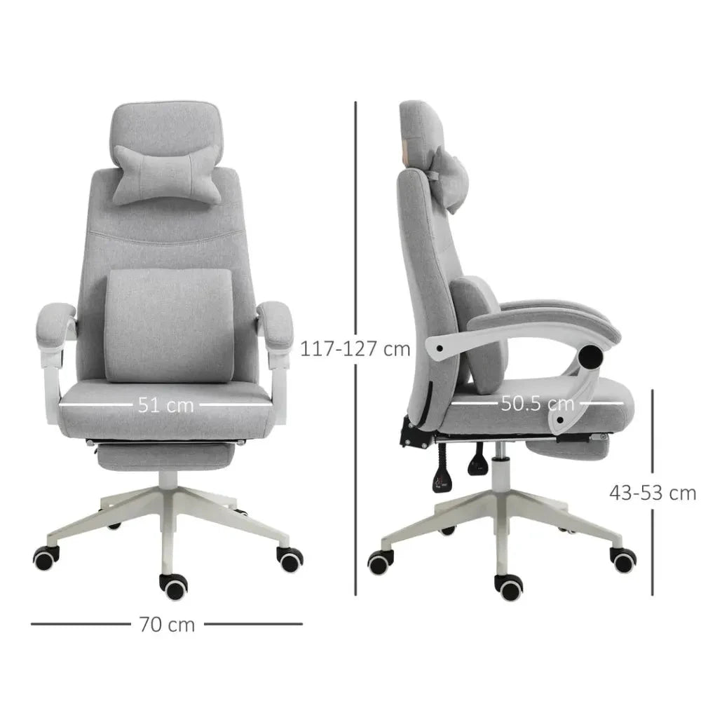 Ergonomic Home Office Chair 360 Swivel with Footrest Height Adjustable Grey by Unbranded