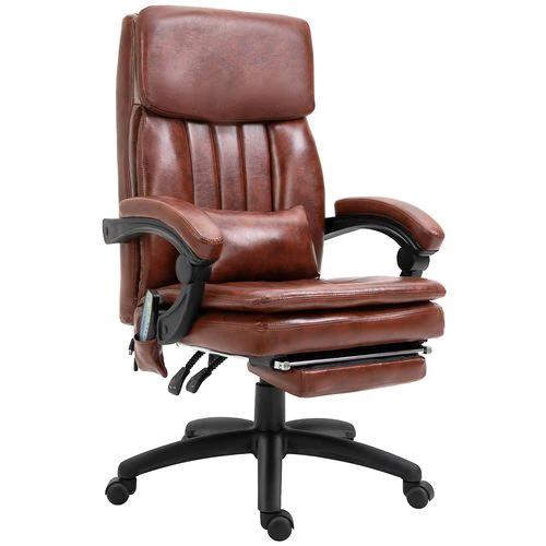 Ergonomic Office Chair w/ 7 Massage Points Headrest Armrest Footrest Brown - Office Chair