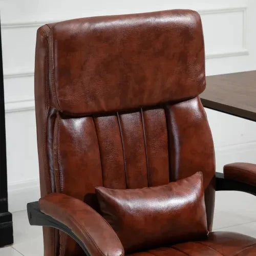 Ergonomic Office Chair w/ 7 Massage Points Headrest Armrest Footrest Brown - Office Chair