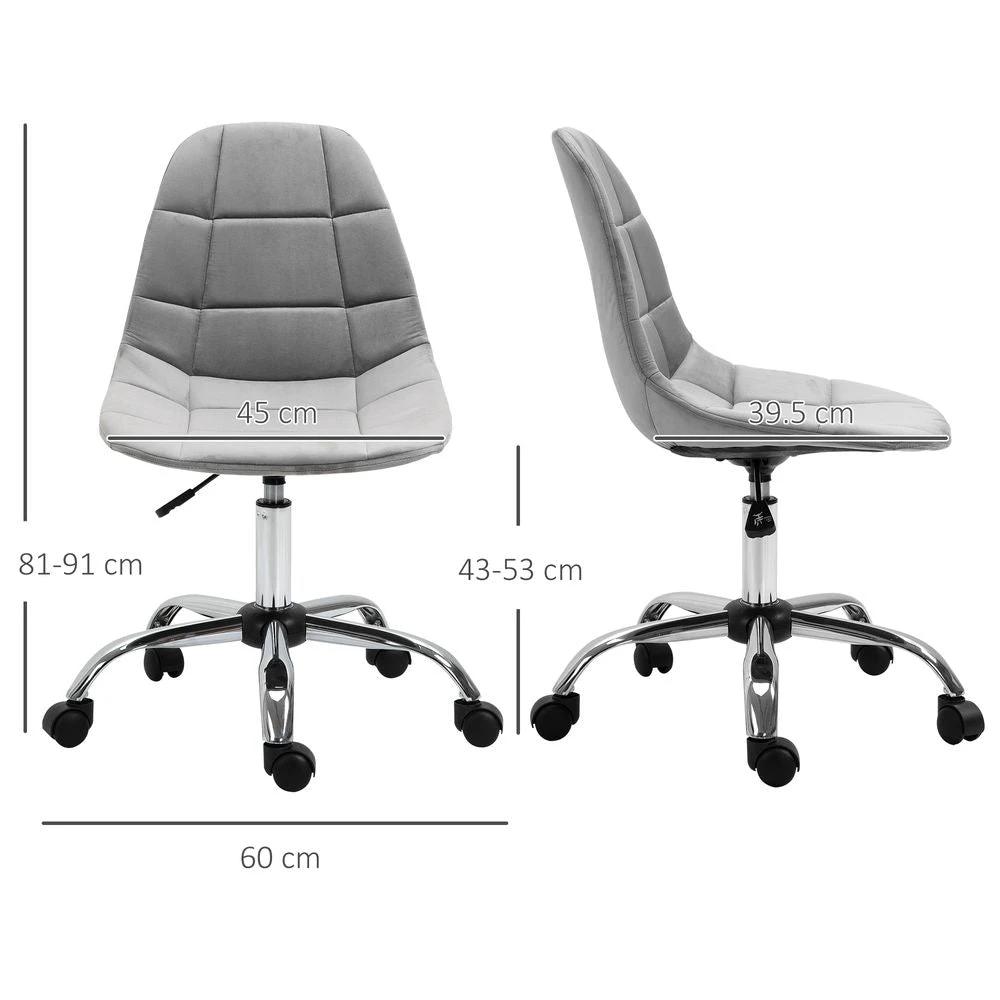 Ergonomic Office Chair with Adjustable Height for Home Office, Grey Vinsetto by Unbranded