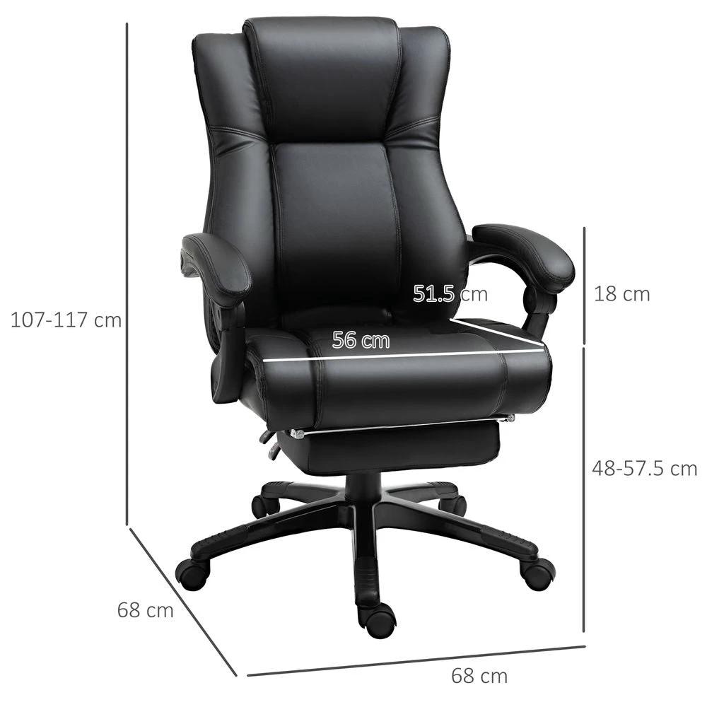 Unbranded Executive Home Office Chair High Back Recliner, w/ Foot Rest, Black Vinsetto - Office Chair