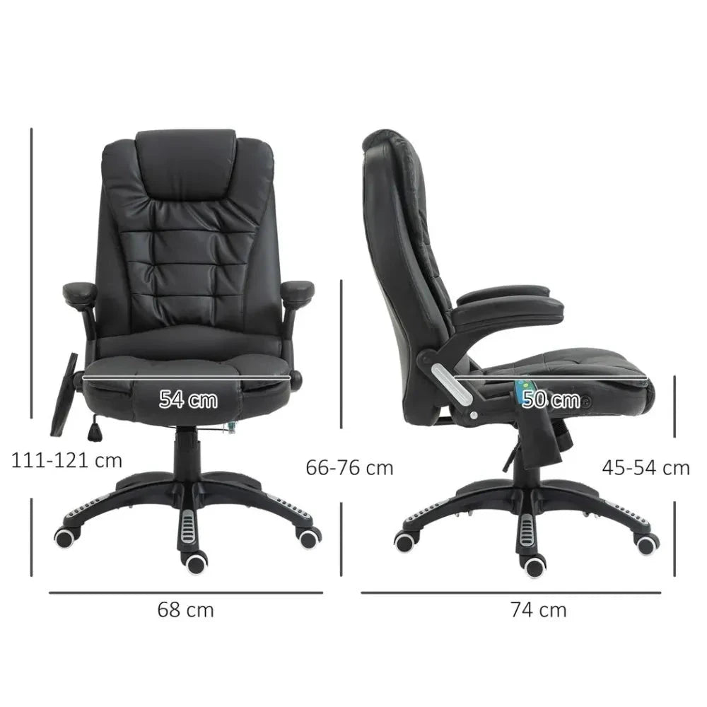 Unbranded Executive Office Chair with Massage and Heat PU Leather Reclining Chair, Black - Office Chair