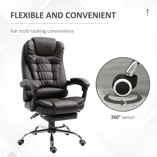 Unbranded High Back Executive Office Chair Reclining Computer Chair w/ Swivel Wheel Brown - Office Chair