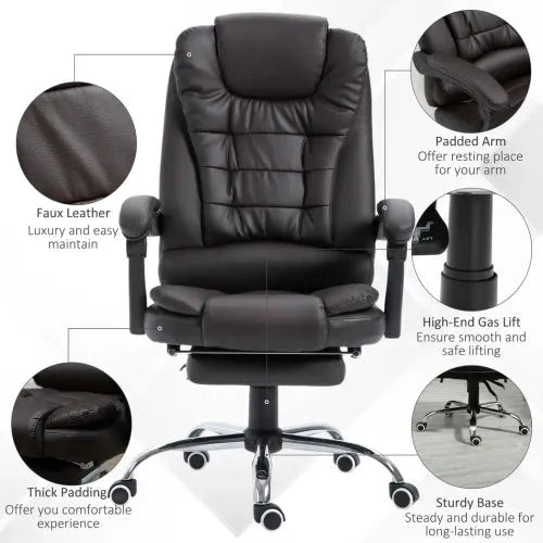 Unbranded High Back Executive Office Chair Reclining Computer Chair w/ Swivel Wheel Brown - Office Chair