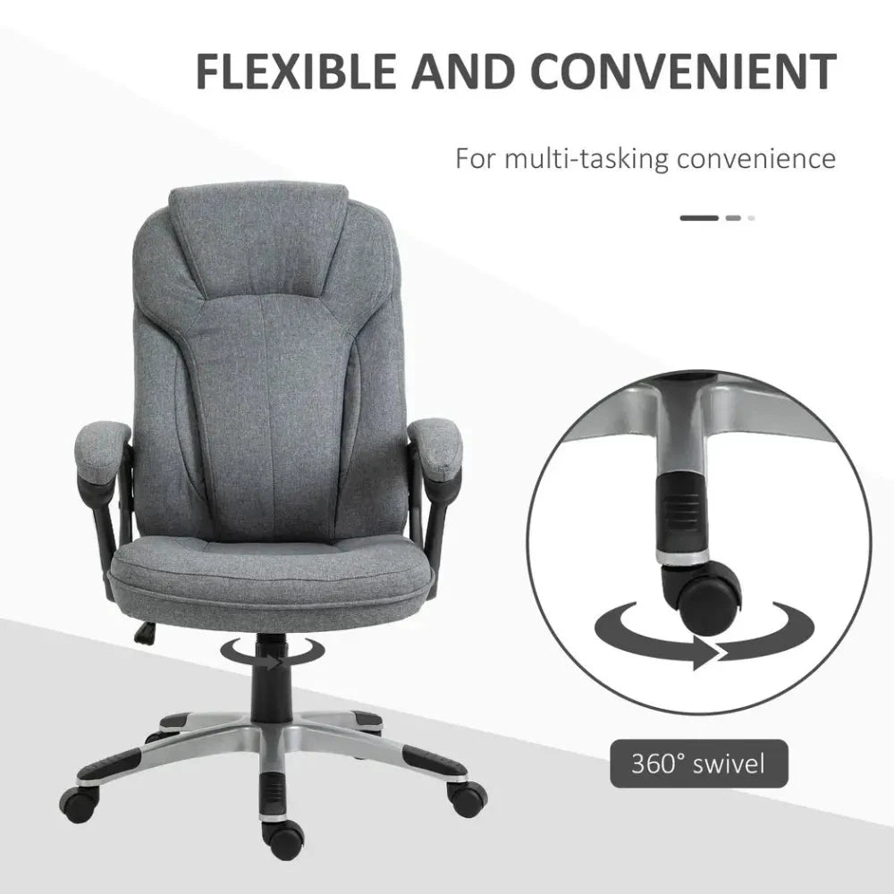 Unbranded High Back Home Office Chair Height Adjustable Computer Chair w/ Armrests, Grey - Office Chair