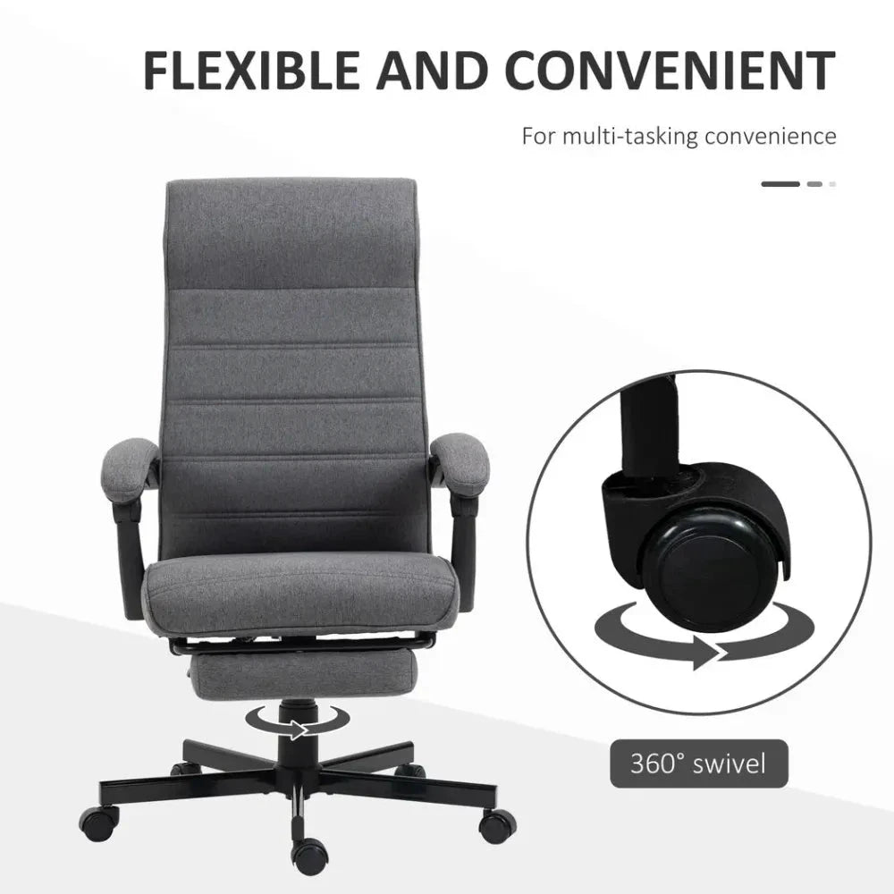 Home Office Chair High-Back Reclining Chair for Bedroom Study Living Room Grey - Office Chair