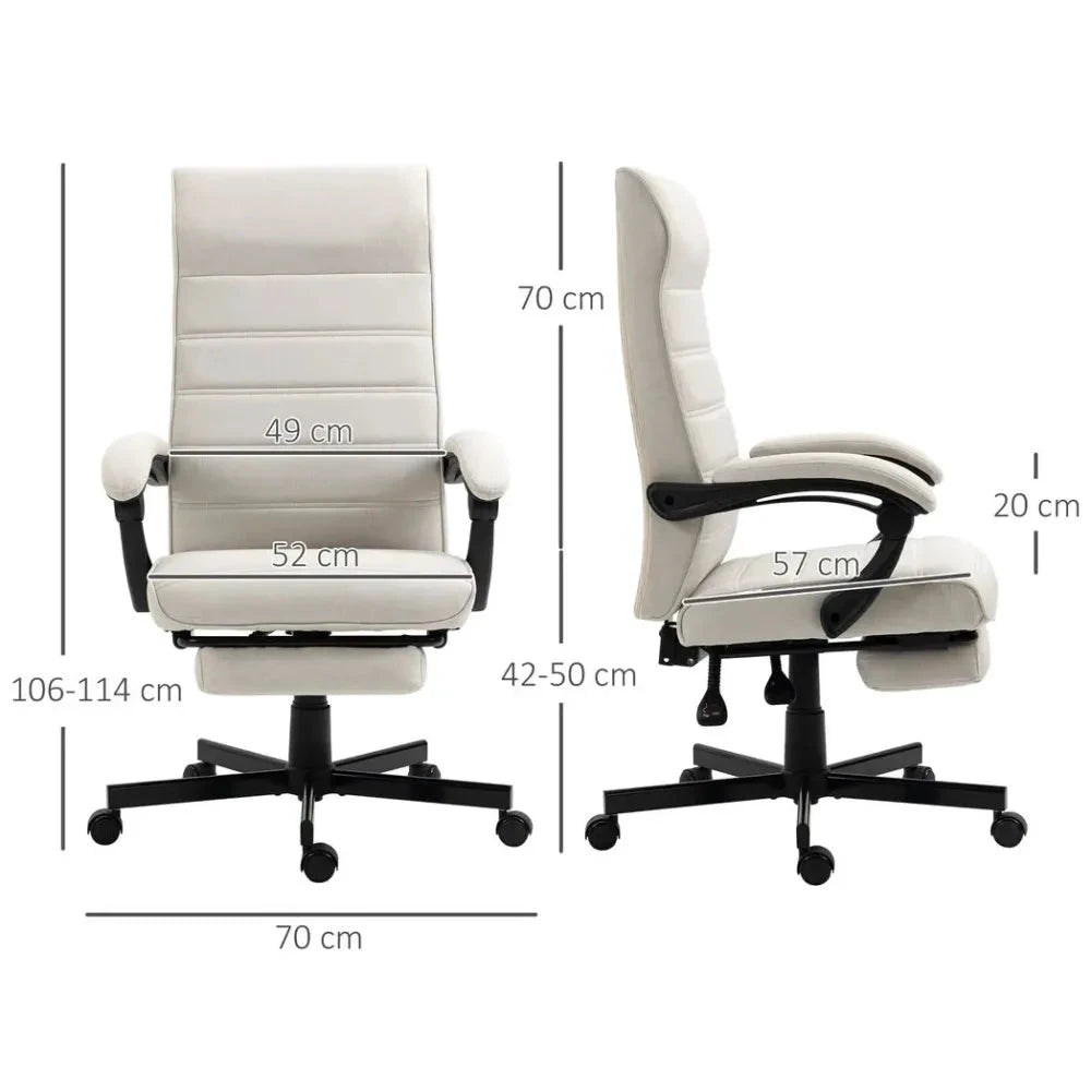 Home Office Chair High-Back Reclining Chair for Bedroom Study Living Room White - Office Chair