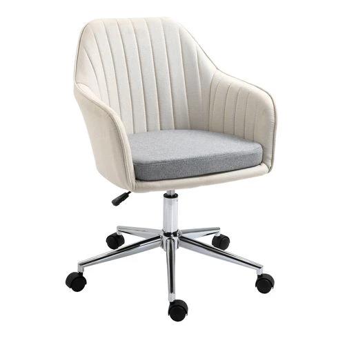 Leisure Office Chair Linen Swivel Desk Chair Home Study Wheel, Beige Vinsetto by Unbranded