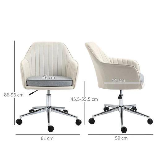 Leisure Office Chair Linen Swivel Desk Chair Home Study Wheel, Beige Vinsetto by Unbranded