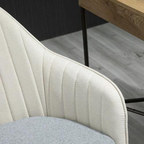 Leisure Office Chair Linen Swivel Desk Chair Home Study Wheel, Beige Vinsetto by Unbranded