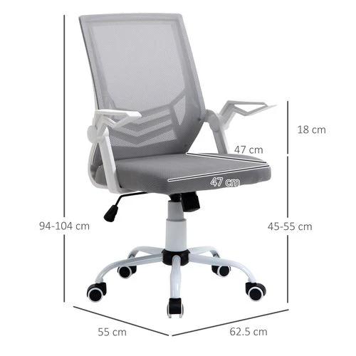 Unbranded Mesh Swivel Office Chair Task Computer Chair w/ Lumbar Support, Grey Vinsetto - Office Chair