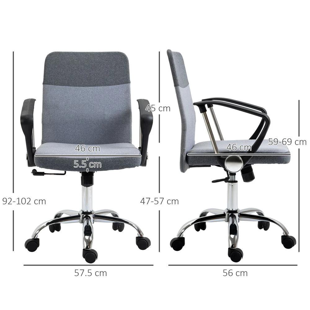 Office Chair Linen Swivel Desk Chair Home Study Rocker w/ Wheel, Grey Vinsetto by Unbranded