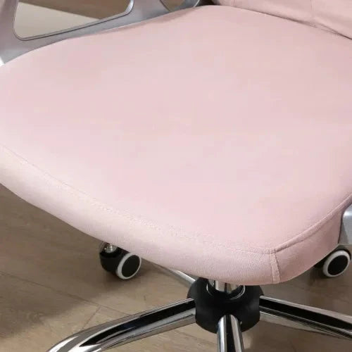 Office Chair Luxury Velour Diamond Tufted Padded Ergonomic 360 Swivel Pink by Unbranded