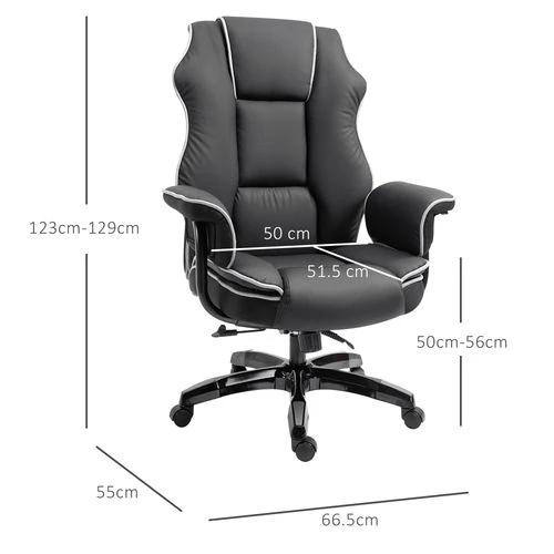 Unbranded Piped PU Leather Padded High-Back Computer Office Gaming Chair Black Vinsetto - Office Chair