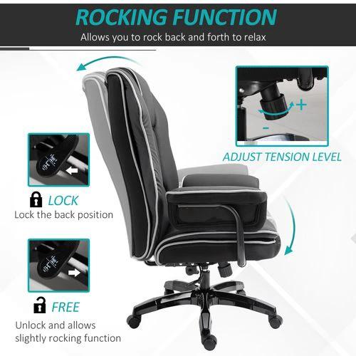 Unbranded Piped PU Leather Padded High-Back Computer Office Gaming Chair Black Vinsetto - Office Chair
