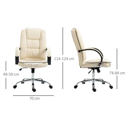 PU Leather Executive Office Chair High Back Height Adjustable Desk Chair, Beige - Office Chair
