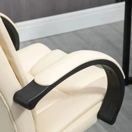 PU Leather Executive Office Chair High Back Height Adjustable Desk Chair, Beige - Office Chair