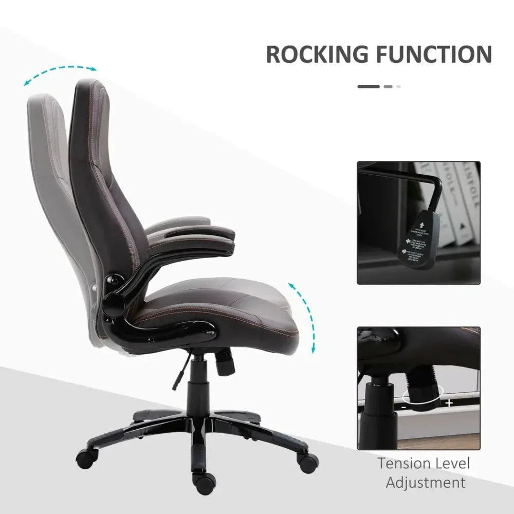 Unbranded PU Leather Office Chair High Back Swivel Office Chair with Adjustable Height - Office Chair