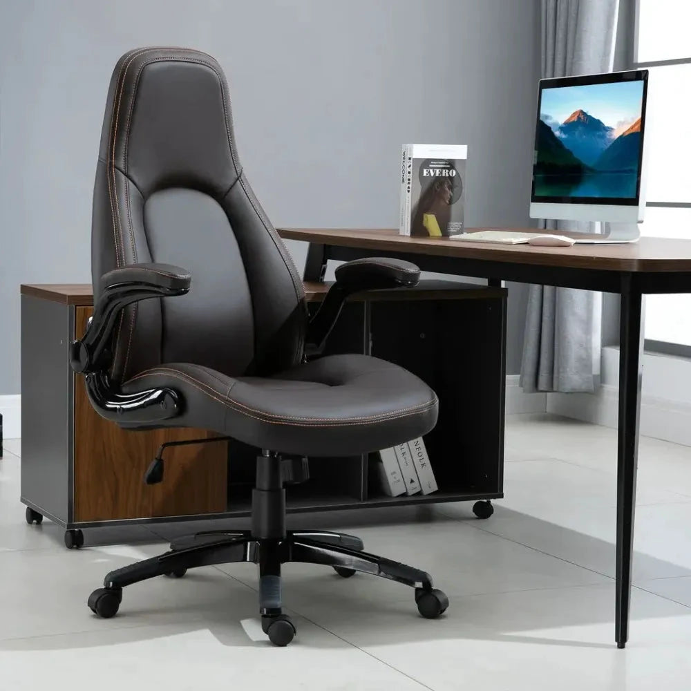 Unbranded PU Leather Office Chair High Back Swivel Office Chair with Adjustable Height - Office Chair